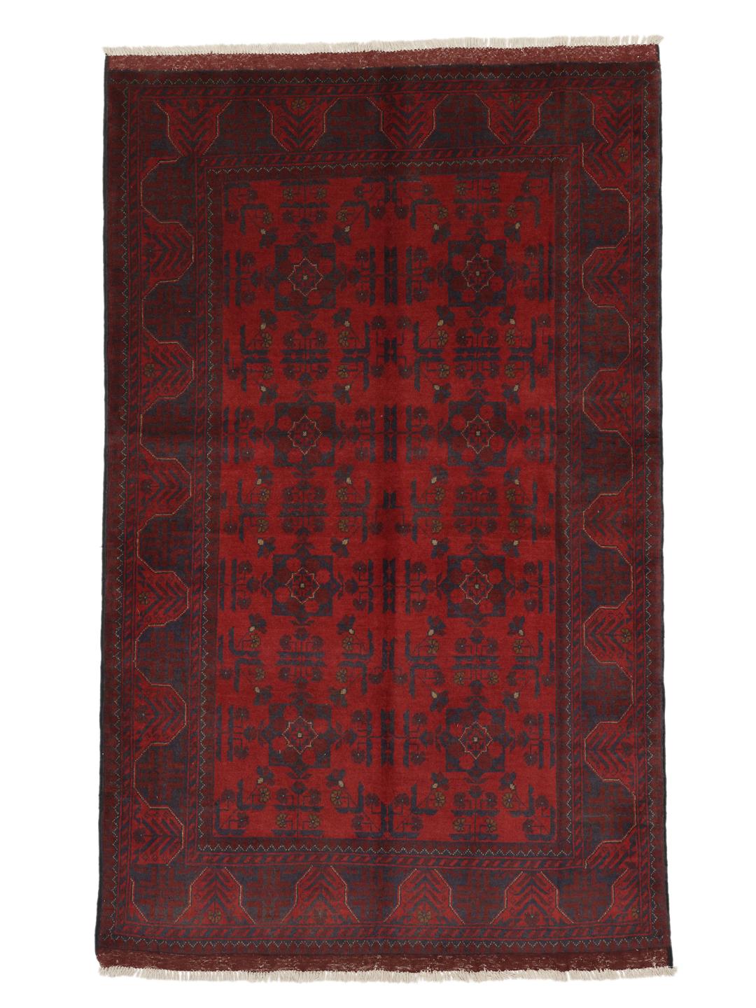 Hand-knotted Afghan Khal Mohammadi rug in rich red tones