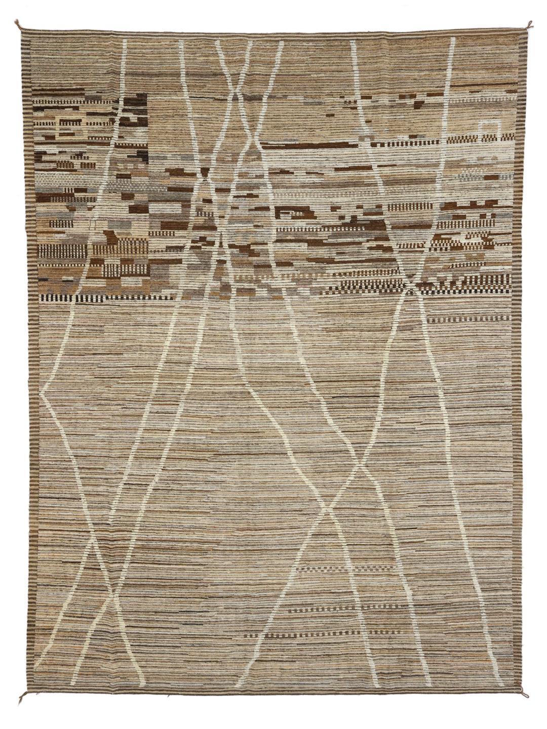 Håndknyttet tæppe i Berber-stil fra Afghanistan i beige og brune toner
