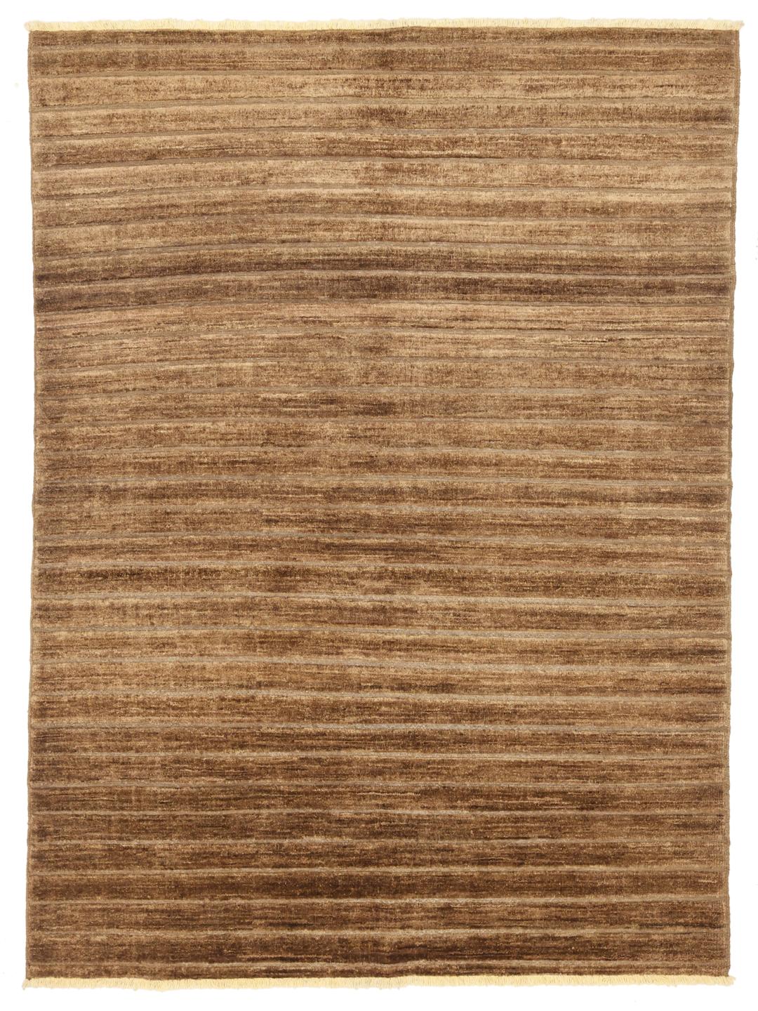 Een handgeknoopt Gabbeh Modern tapijt uit Afghanistan in een diepbruine kleur.