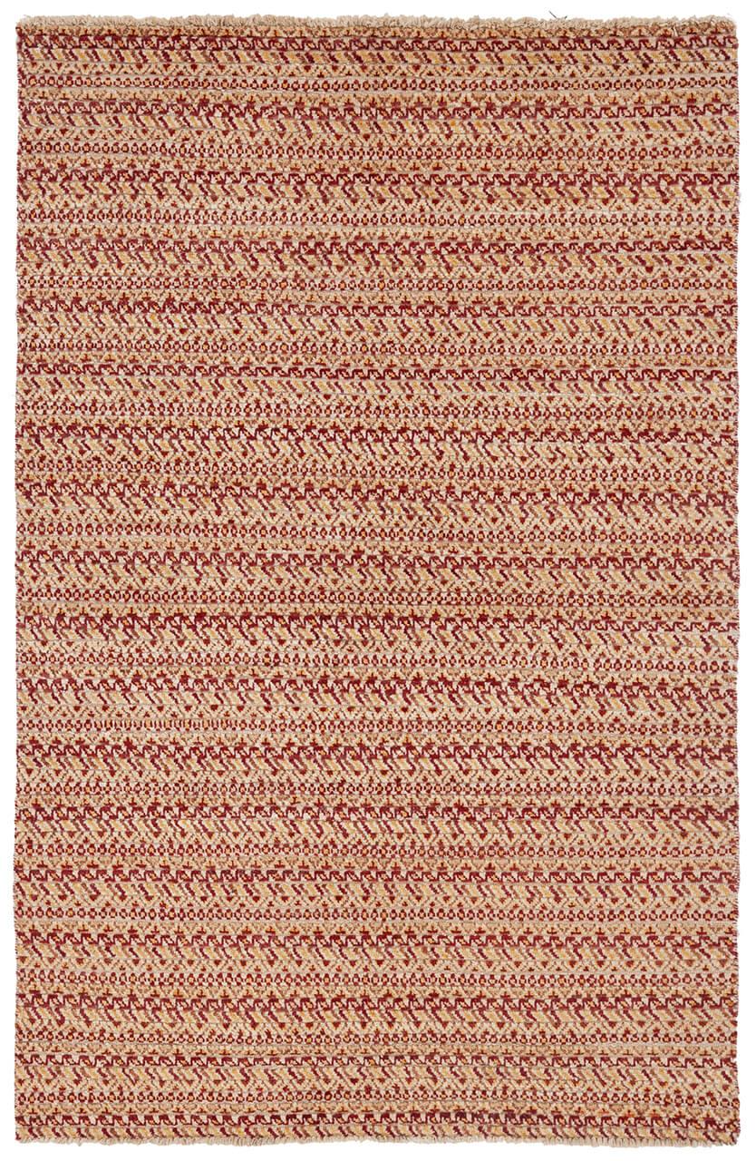 Handgeknoopt Gabbeh-tapijt uit Afghanistan in rode en beige tinten