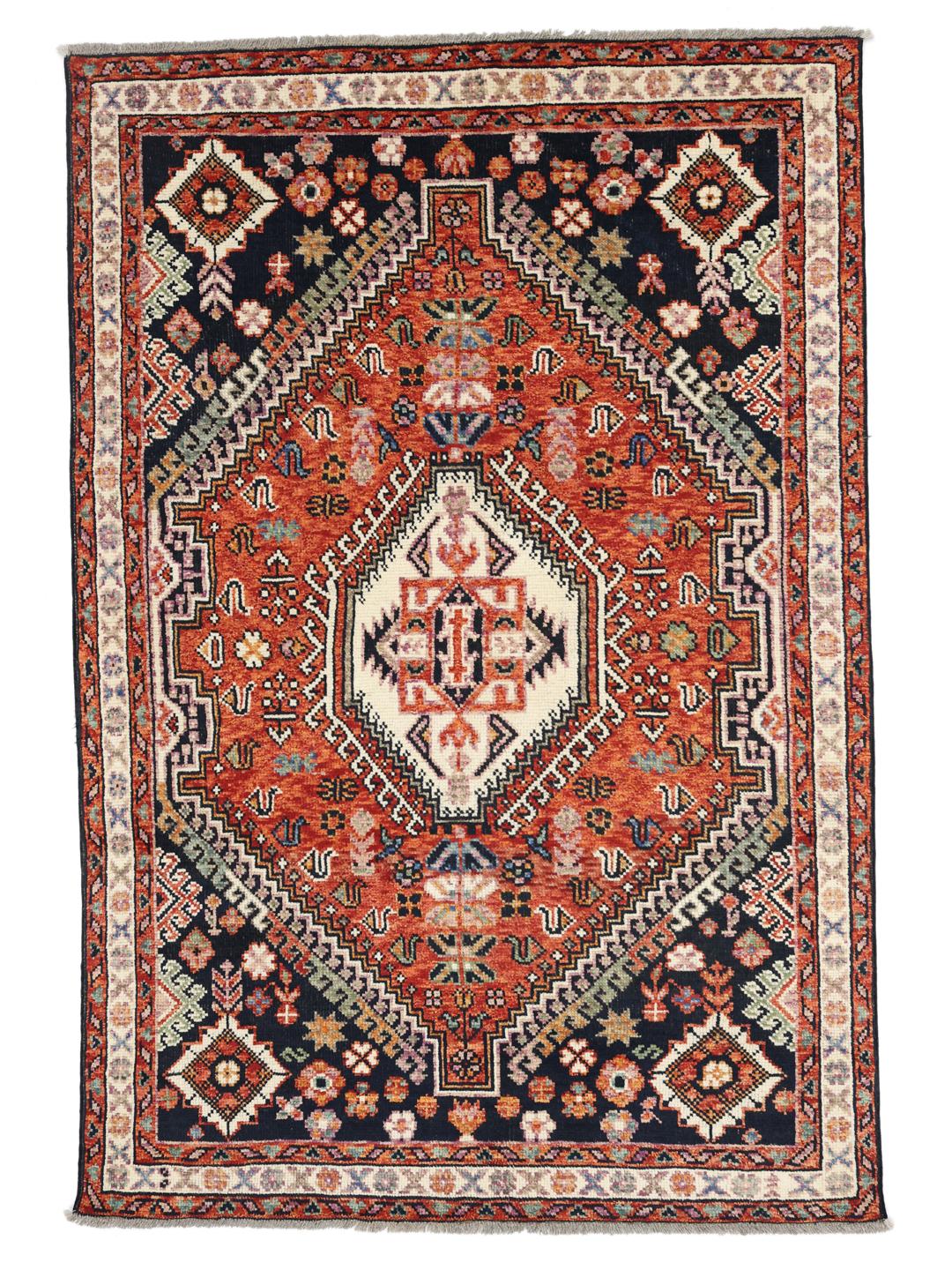 Handgeknoopt Afghaans Kazak-tapijt met een veelkleurig geometrisch ontwerp