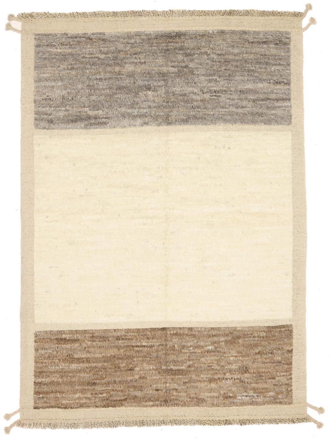 Handgemaakt Berberstijl wollen tapijt uit Afghanistan met kleurvlakken in beige, grijs en bruin