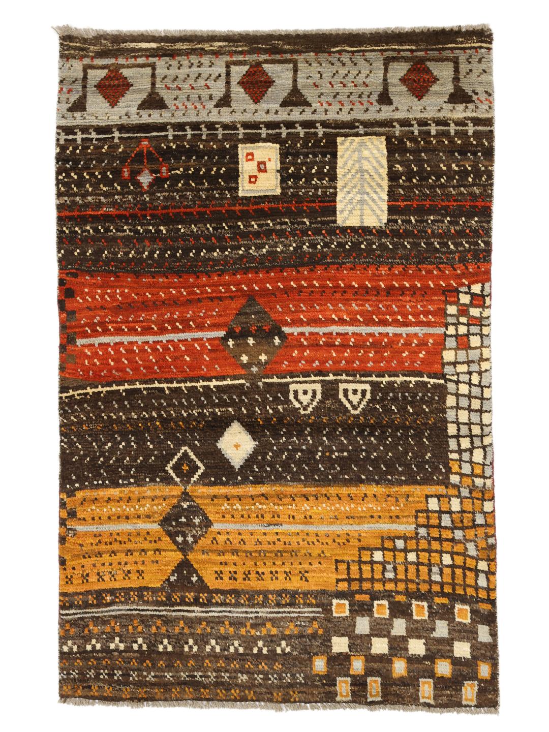 Handgemaakt Berber Colourful tapijt uit Afghanistan in meerkleurige tinten