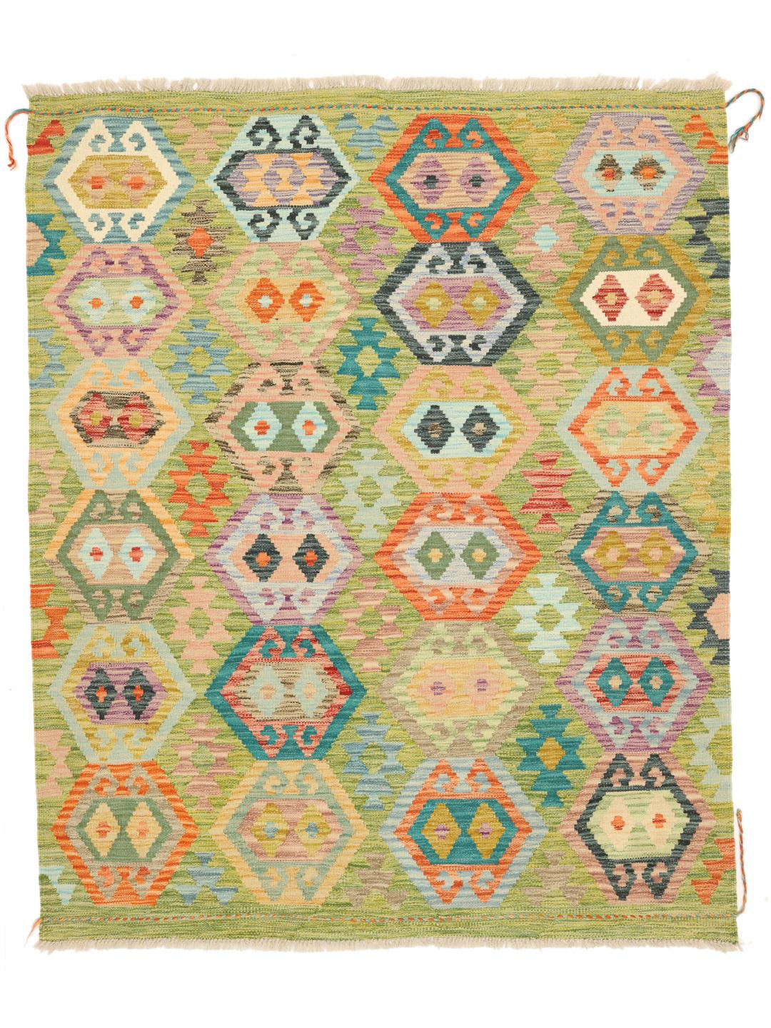 Handgeweven Afghan Kelim kleed met een kleurrijk geometrisch patroon