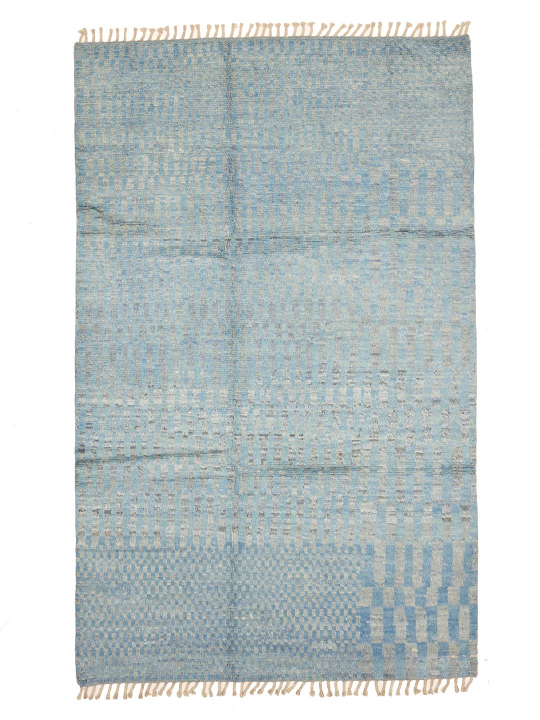 Tapis style berbère noué à la main venant d'Afghanistan en bleu clair
