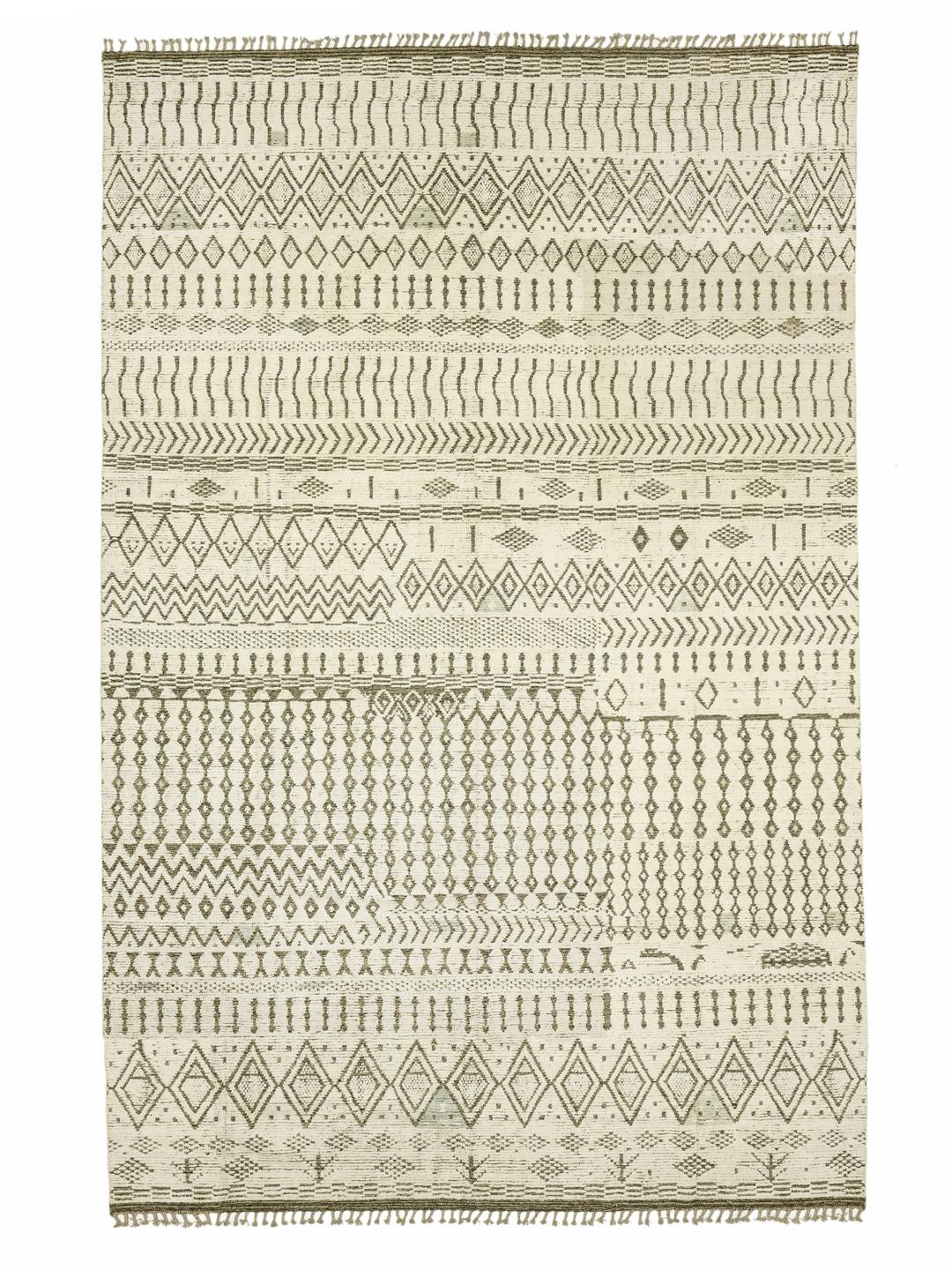 Hand-knotted Berber Style rug from Afghanistan in beige with geometric patterns
