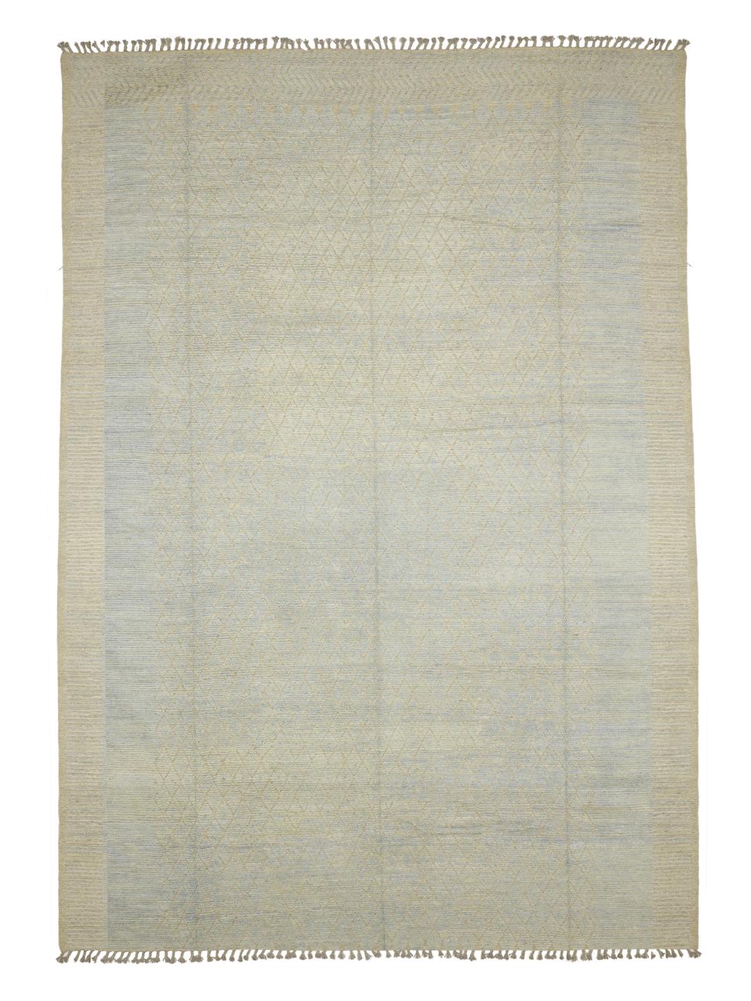 Hand-knotted Berber style rug from Afghanistan in beige and light blue tones