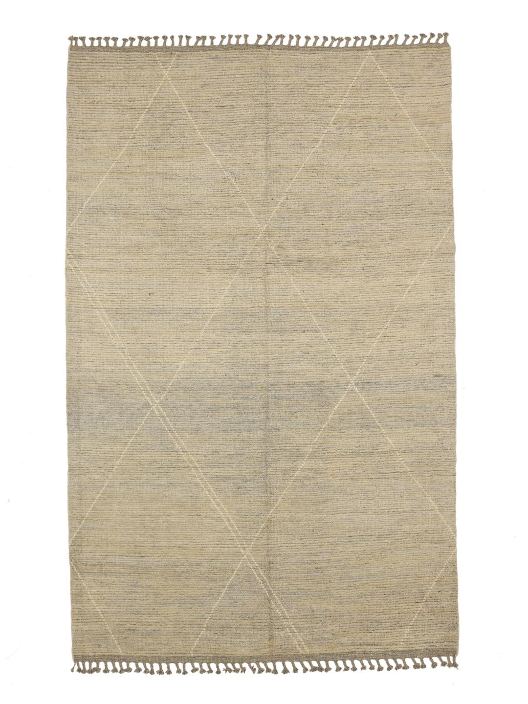 Hand-knotted Berber style rug from Afghanistan in a soft beige colour with a diamond pattern