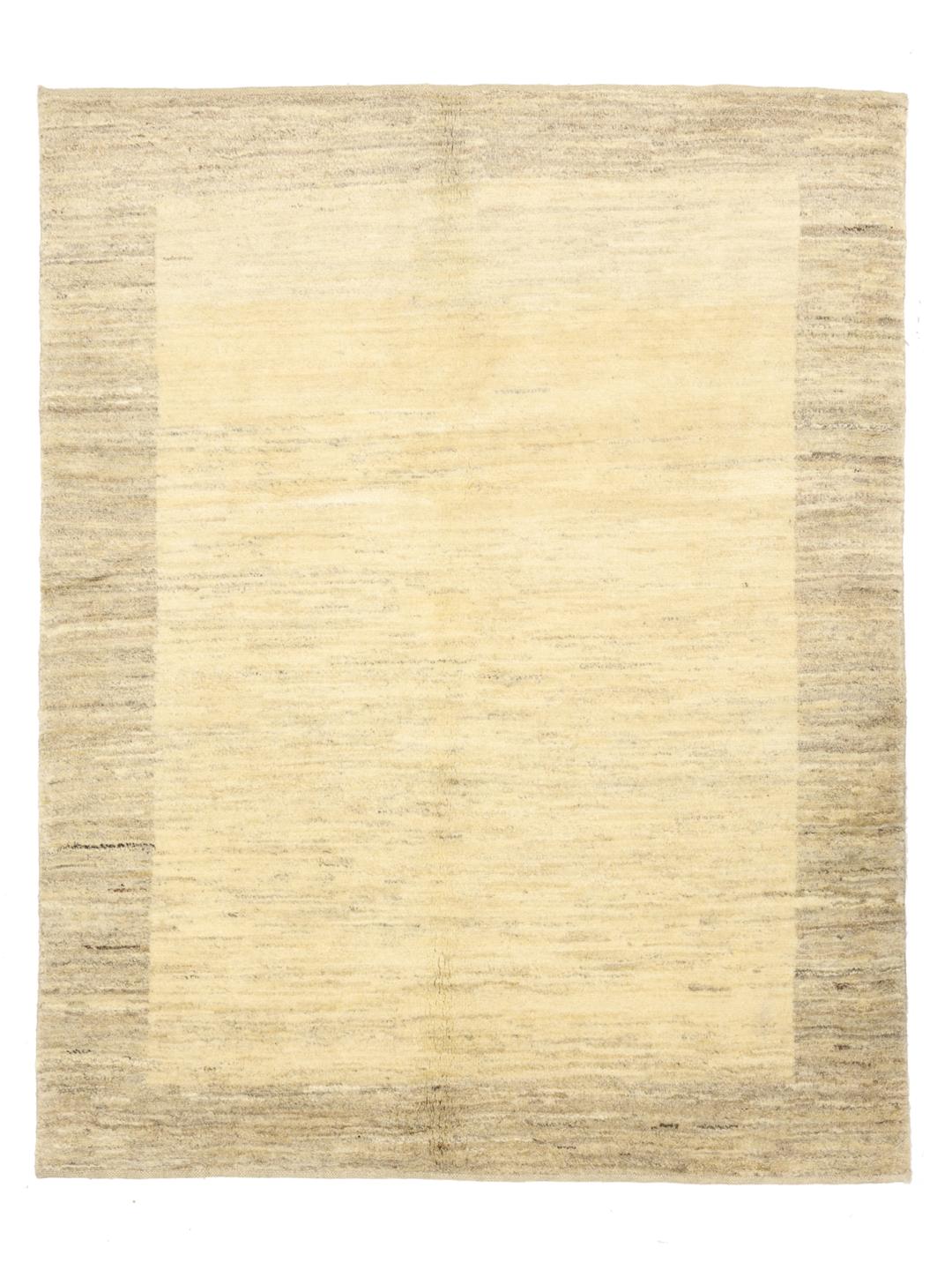 Hand-knotted wool Gabbeh rug from the Middle East in beige tones