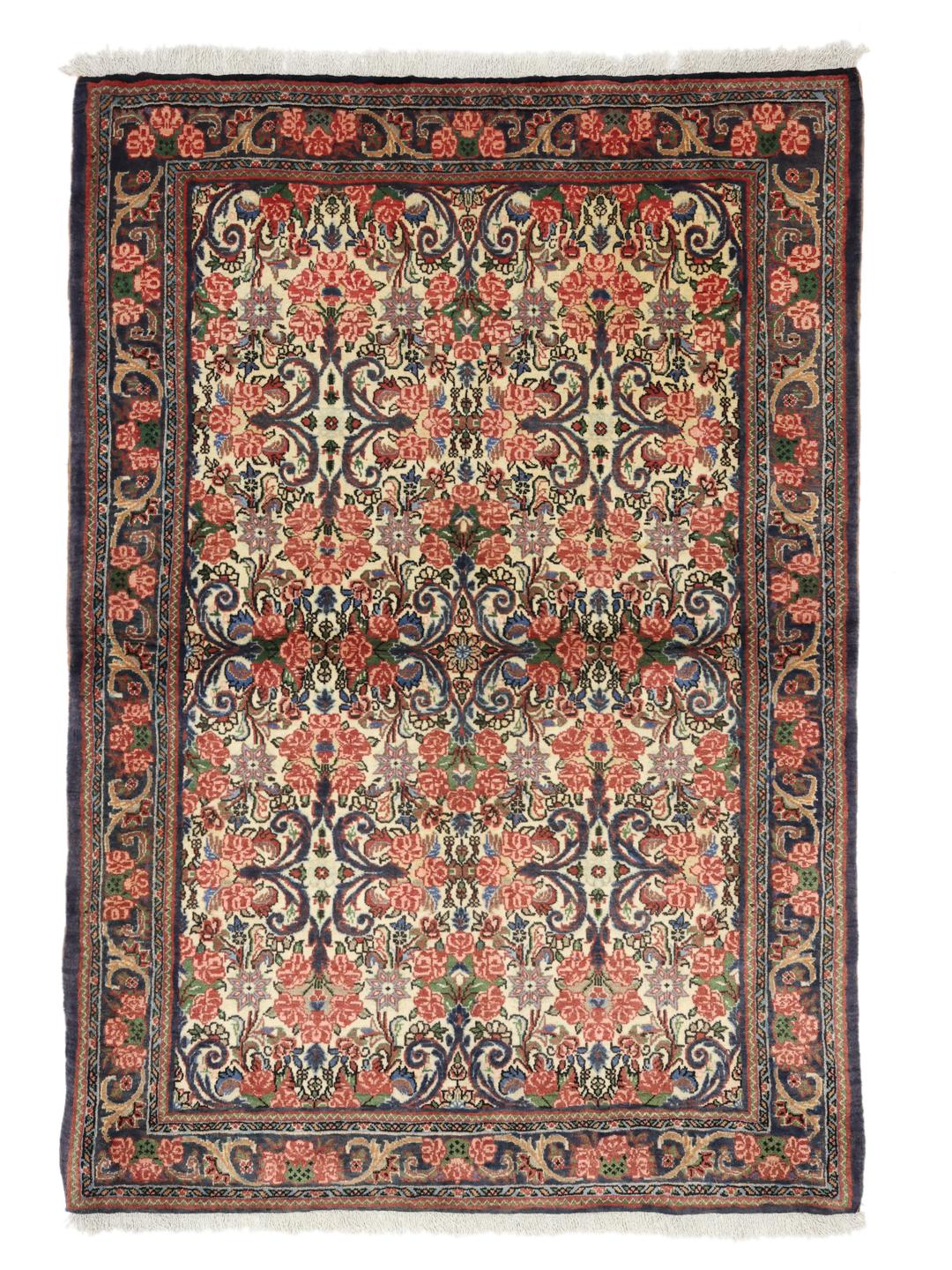 Handgeknoopt Bidjar-tapijt met bloemmotieven in multicolor