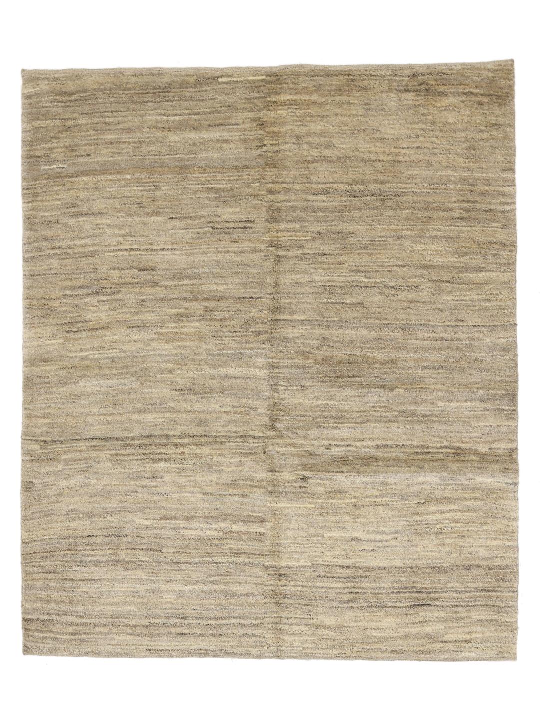 Hand-knotted Gabbeh rug from the Middle East in beige tones