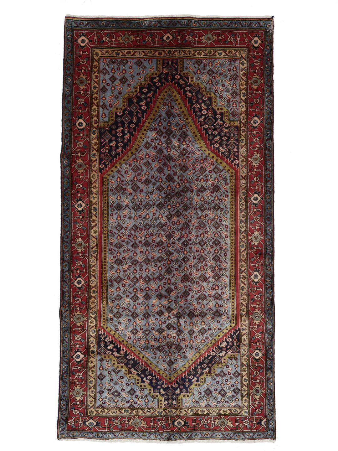 Tapis Ardebil noué à la main en bleu clair et rouge