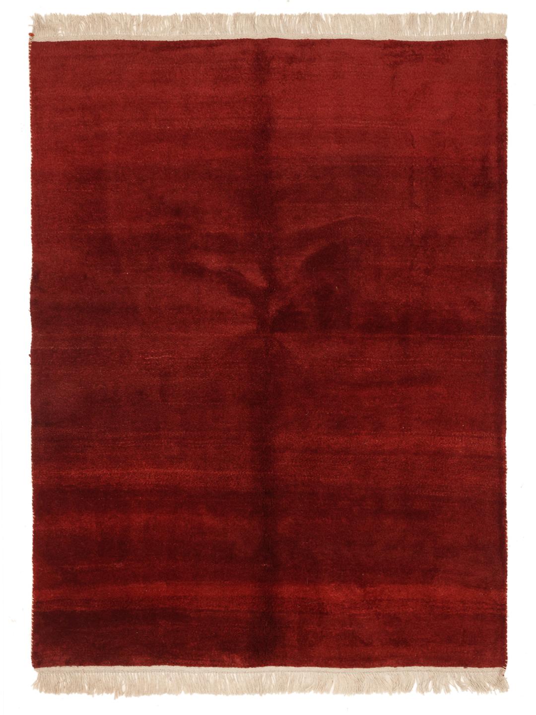Tapis Gabbeh rouge noué à la main provenant du Moyen-Orient