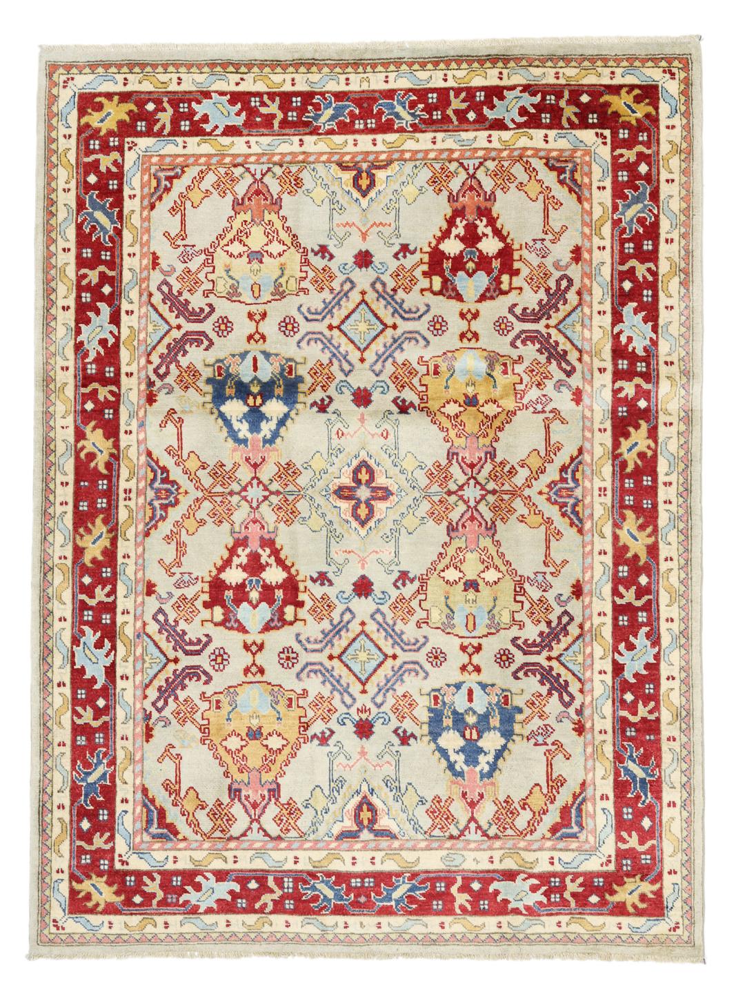 Tapis afghan Kazak noué à la main avec un motif géométrique multicolore