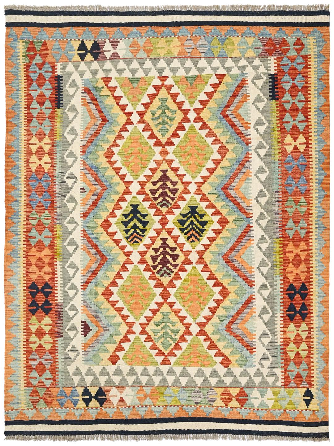 Handgeweven multicolor wollen vloerkleed uit Afghanistan