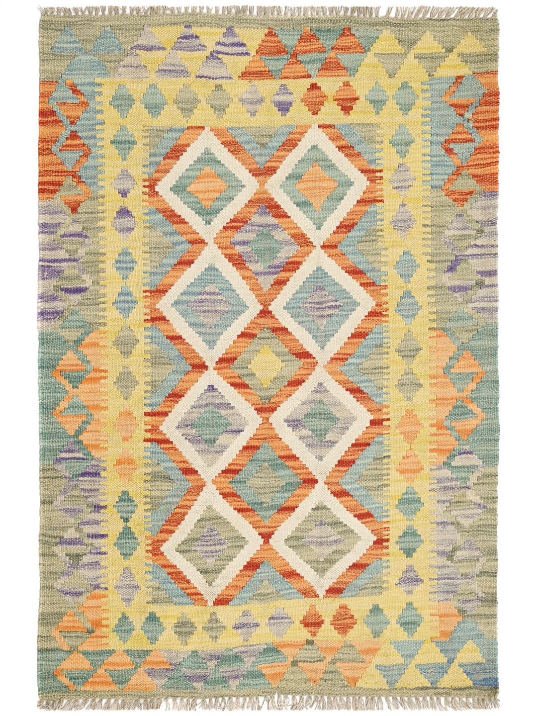 Hand-woven multicolor Kelim Afghan Old Style rug from Afghanistan