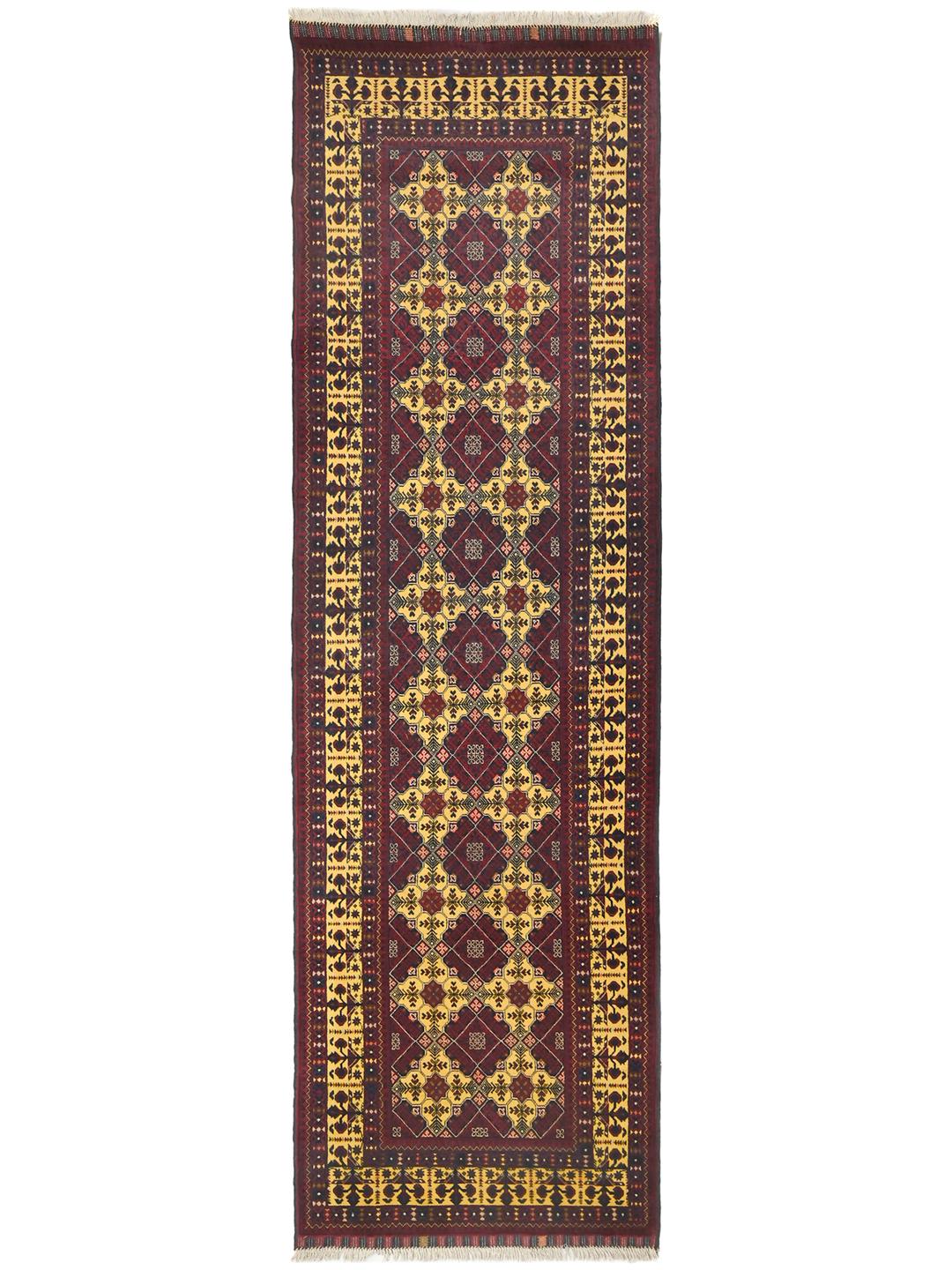 Tapis couloir Kunduz d'Afghanistan en couleur rouge
