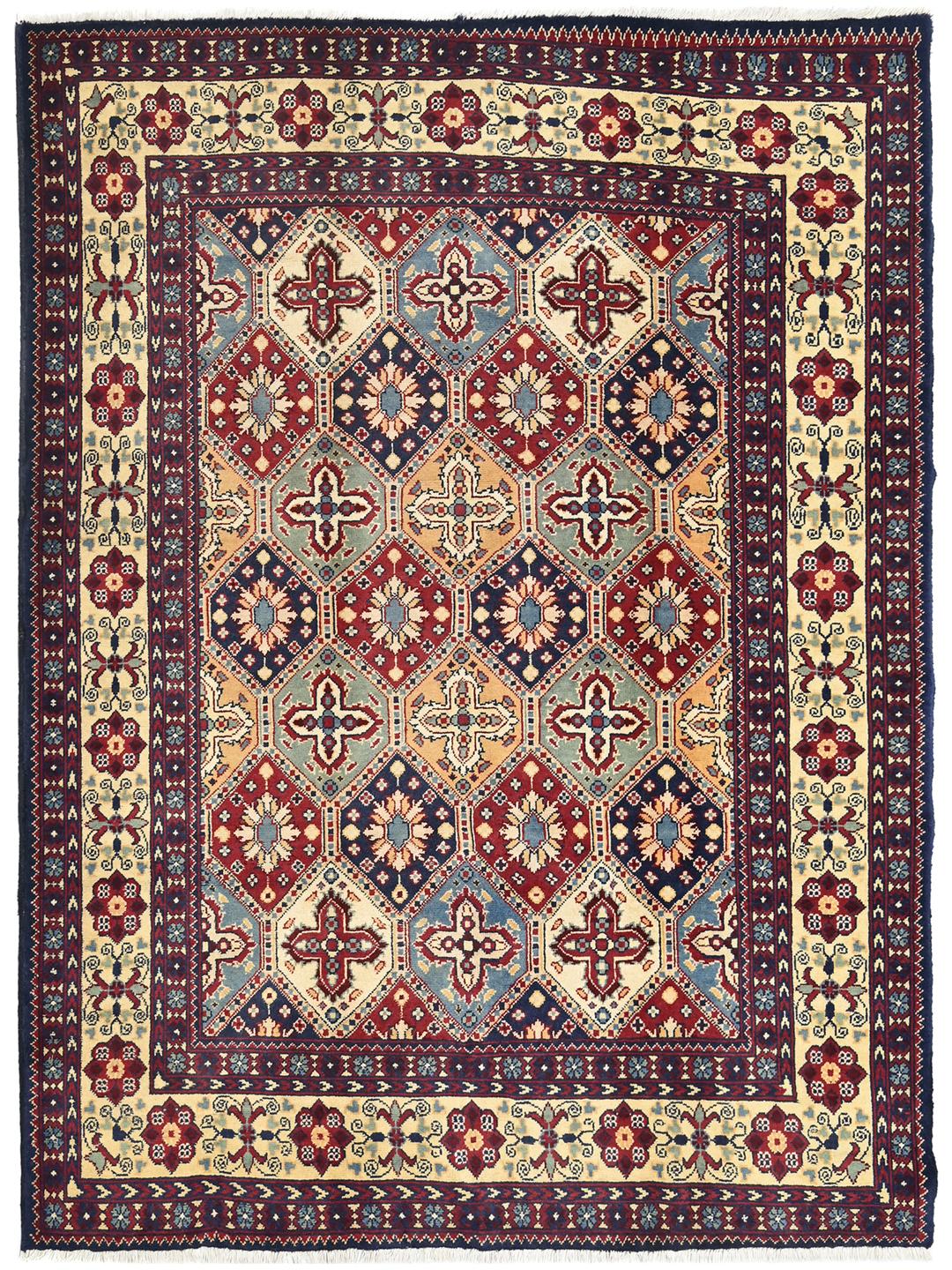 Handmade Afghan rug in multicolour