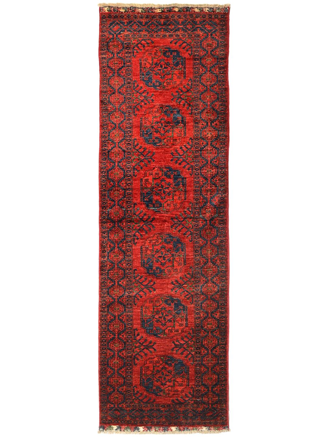 Tapis couloir Kunduz rouge fait main provenant d'Afghanistan