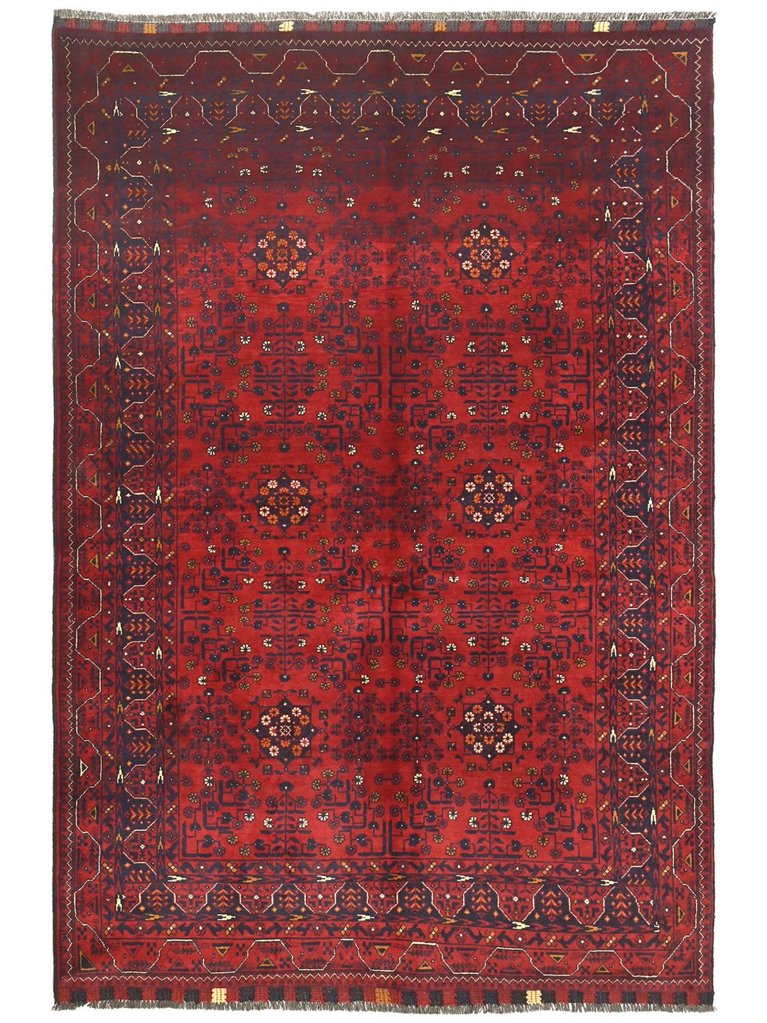 Tapis Kunduz d'Afghanistan en couleur rouge