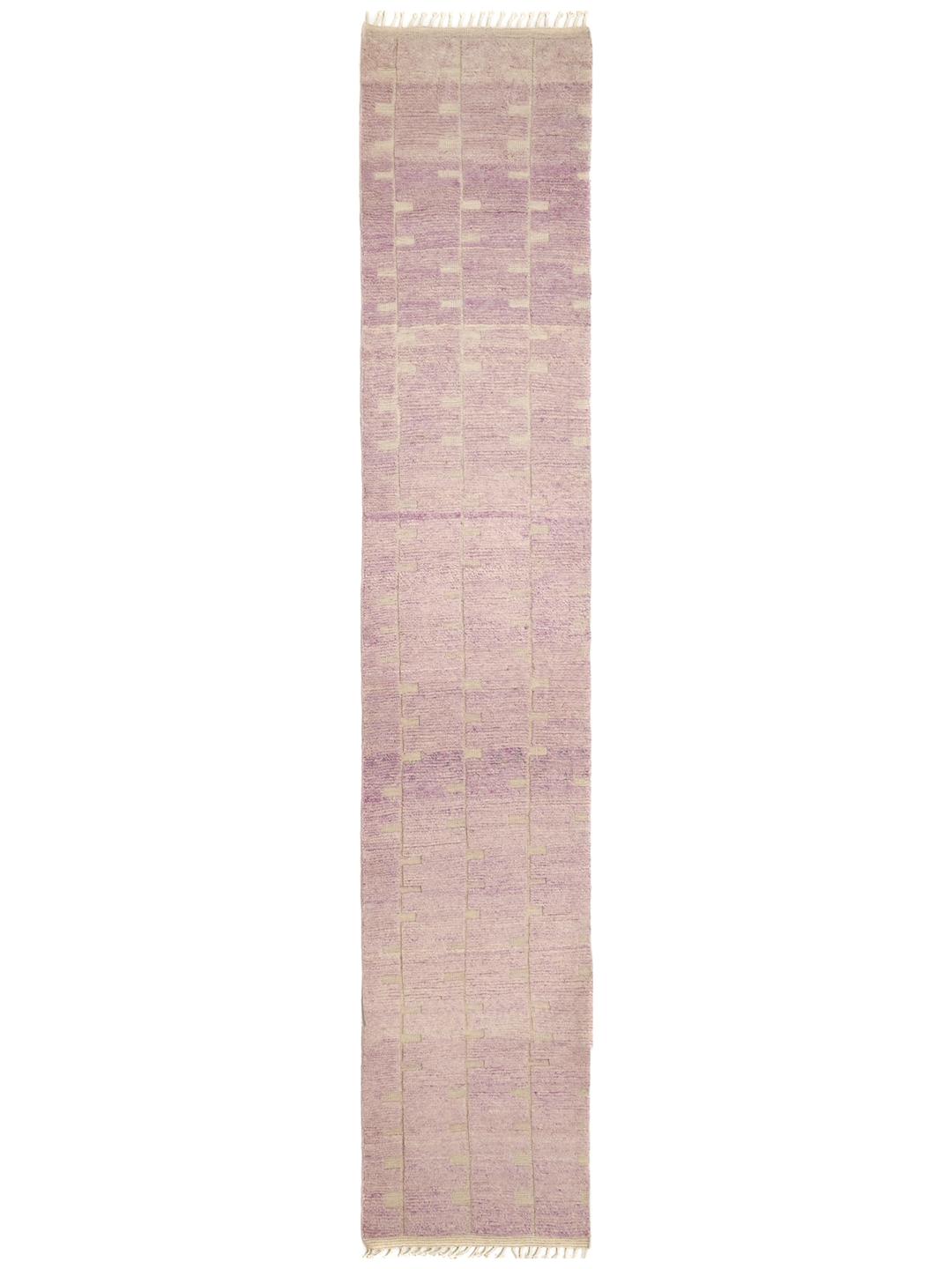Handgeknoopte Berber Colourful wollen loper in lichtpaars en beige uit Afghanistan