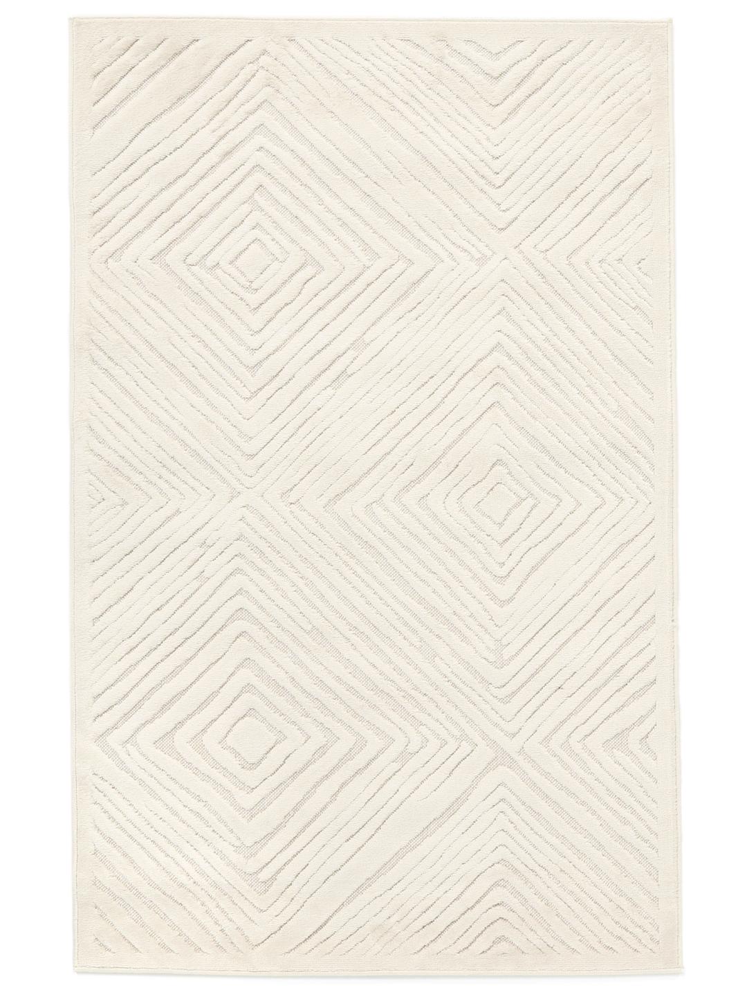 tapis blanc creme avec motif en losanges
