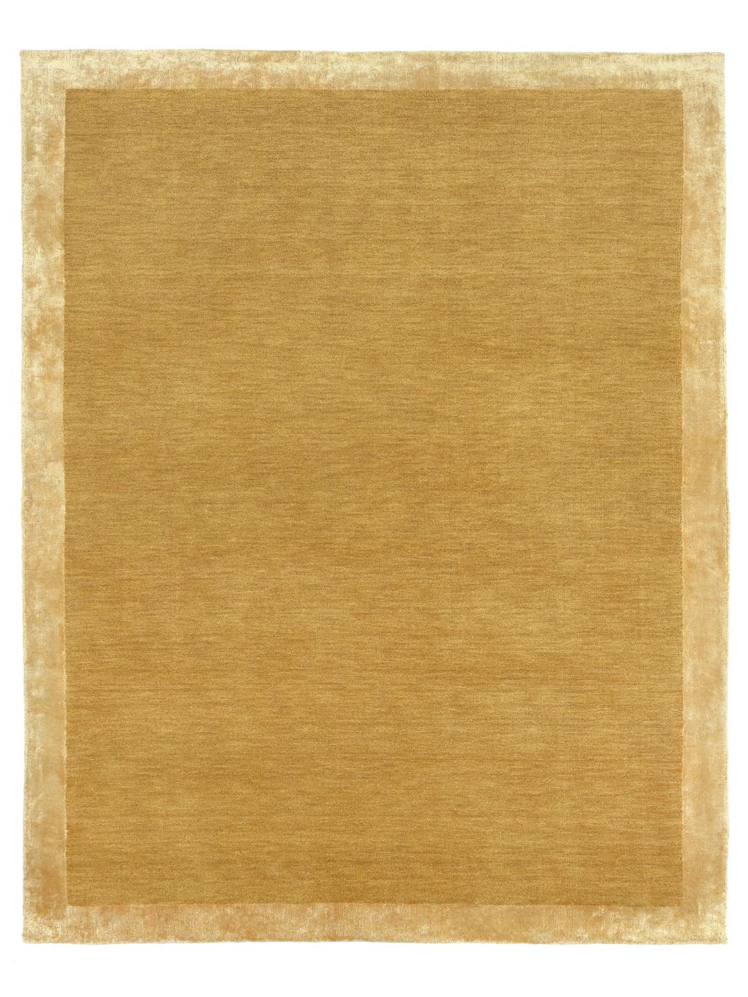 Tapis en laine jaune moutarde avec une bordure décorative