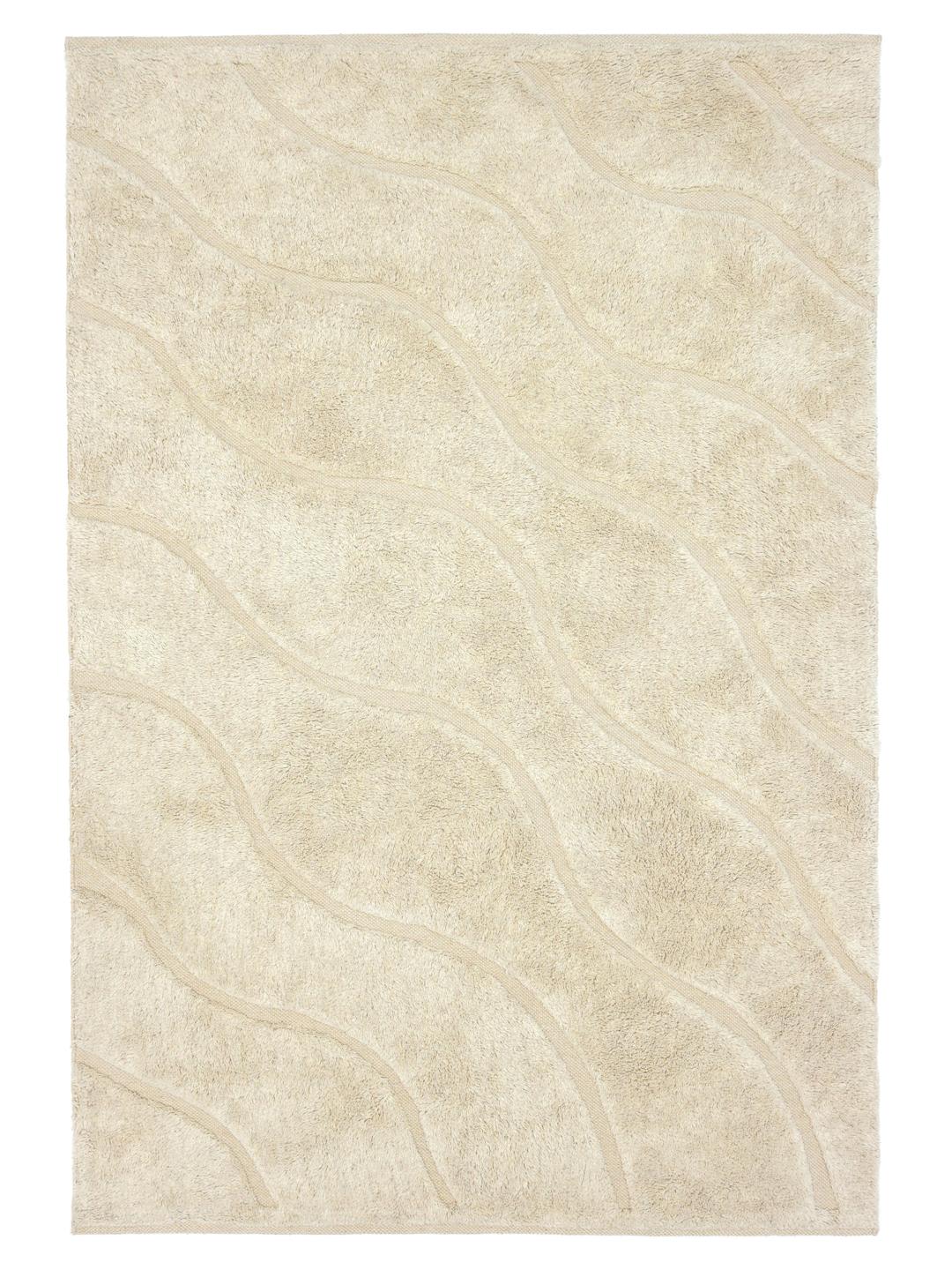 Beige en crème pooltapijt met een golvend design