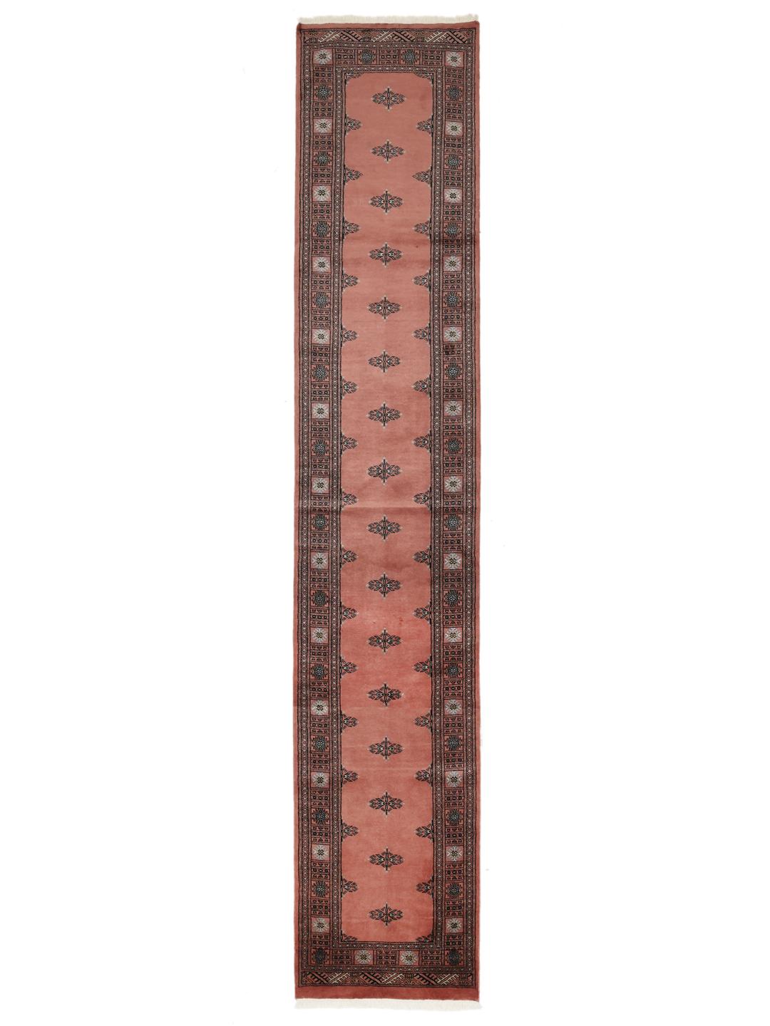Runner Bokhara 2ply rosso annodato a mano dal Pakistan