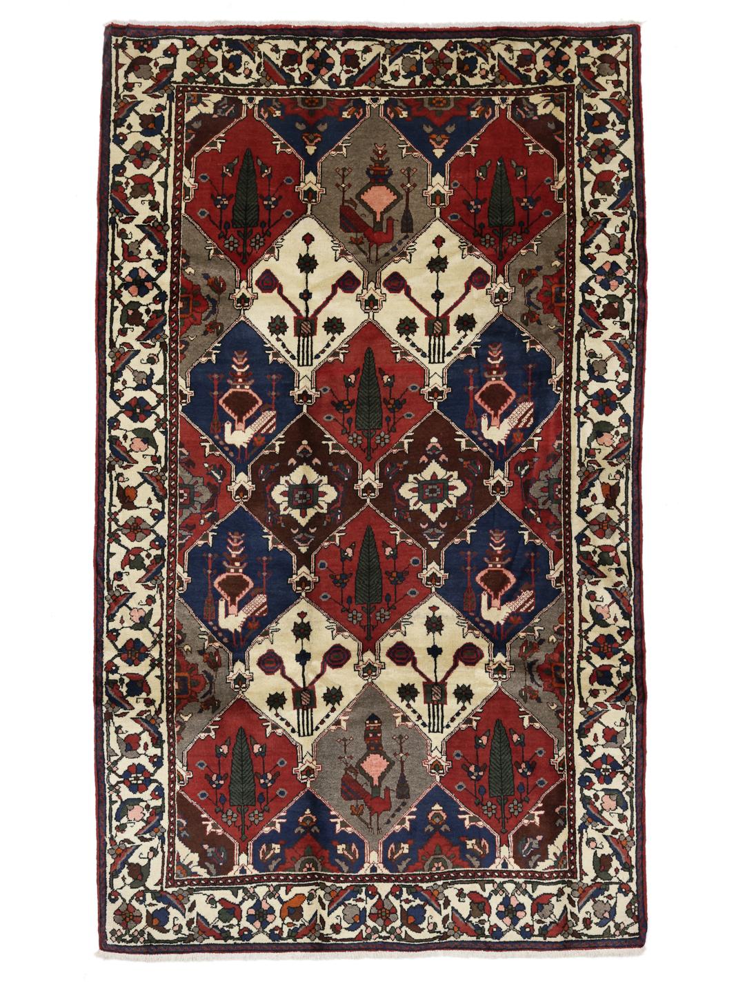 Handgeknoopt Bakhtiar-tapijt uit het Midden-Oosten in multicolor wol.