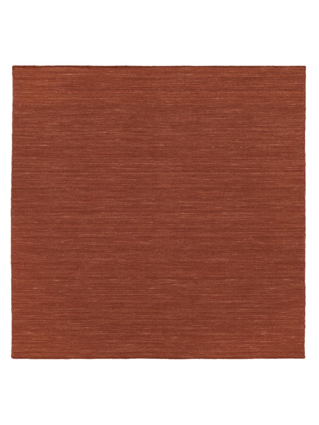 Square red hand woven rug