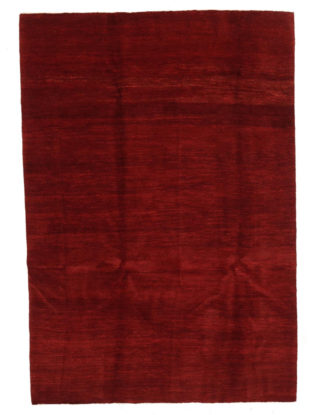 Handgeknoopt rood Loribaft-tapijt met een dichte wollen pool