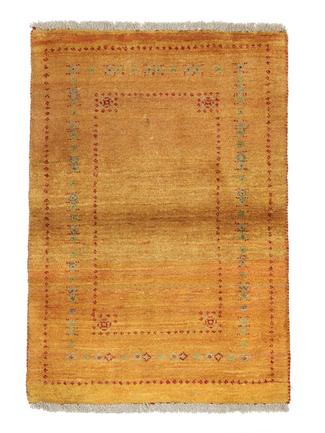 Hand-knotted orange Loribaft rug from the Middle East