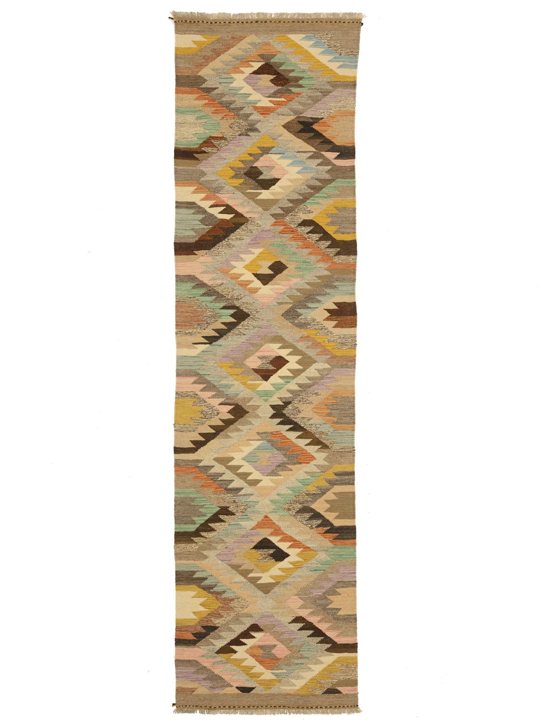 Handgemaakte loper uit Afghanistan in multicolor