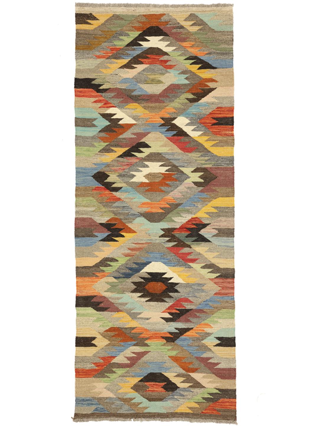Handmade Afghan runner rug in multicolor