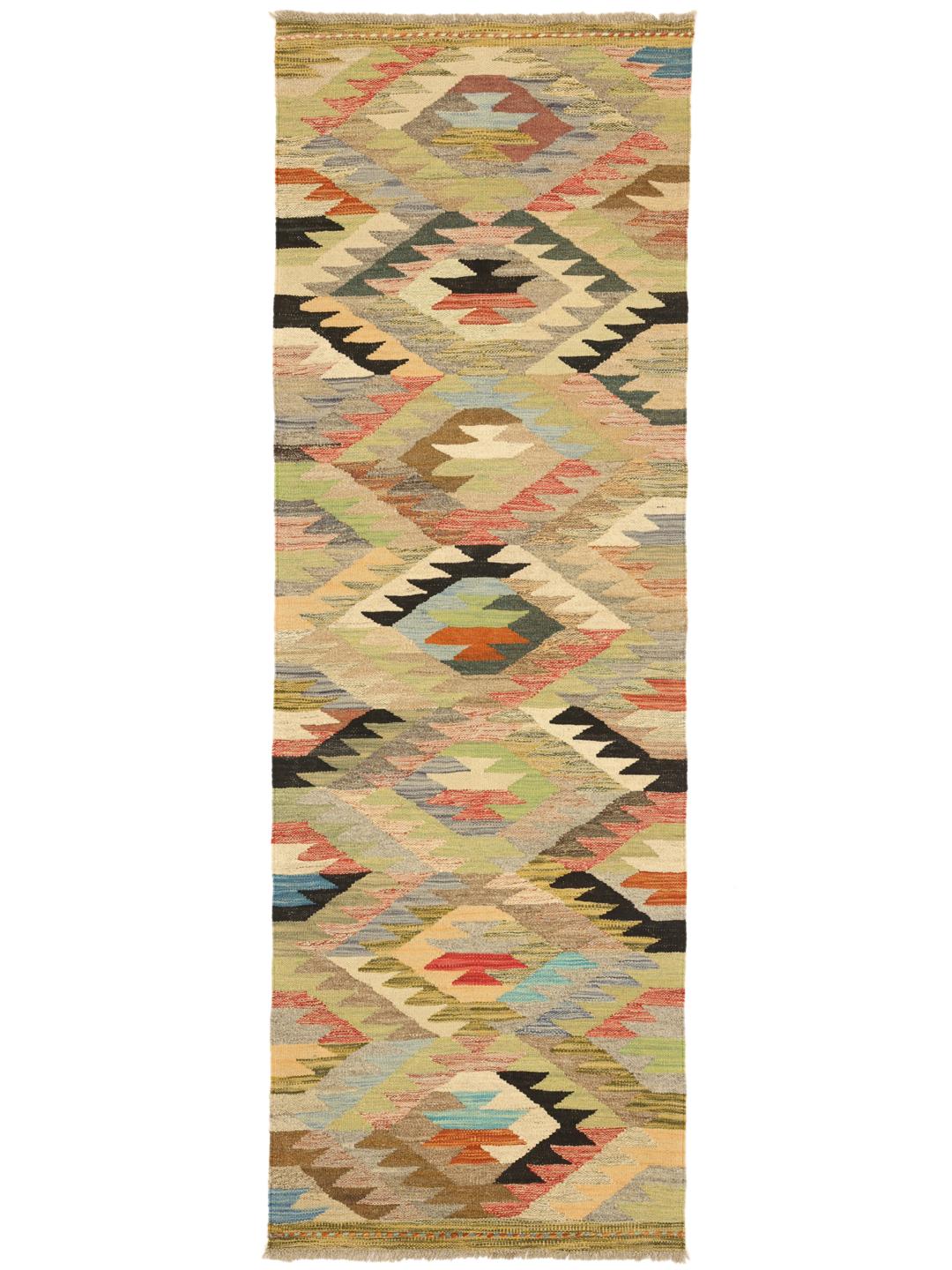 Handmade Middle Eastern Kilim runner in multicolor Wool