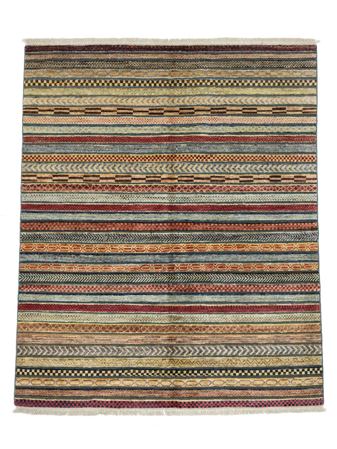 Handgemaakt Gabbeh Modern tapijt uit Afghanistan in meerkleurig design