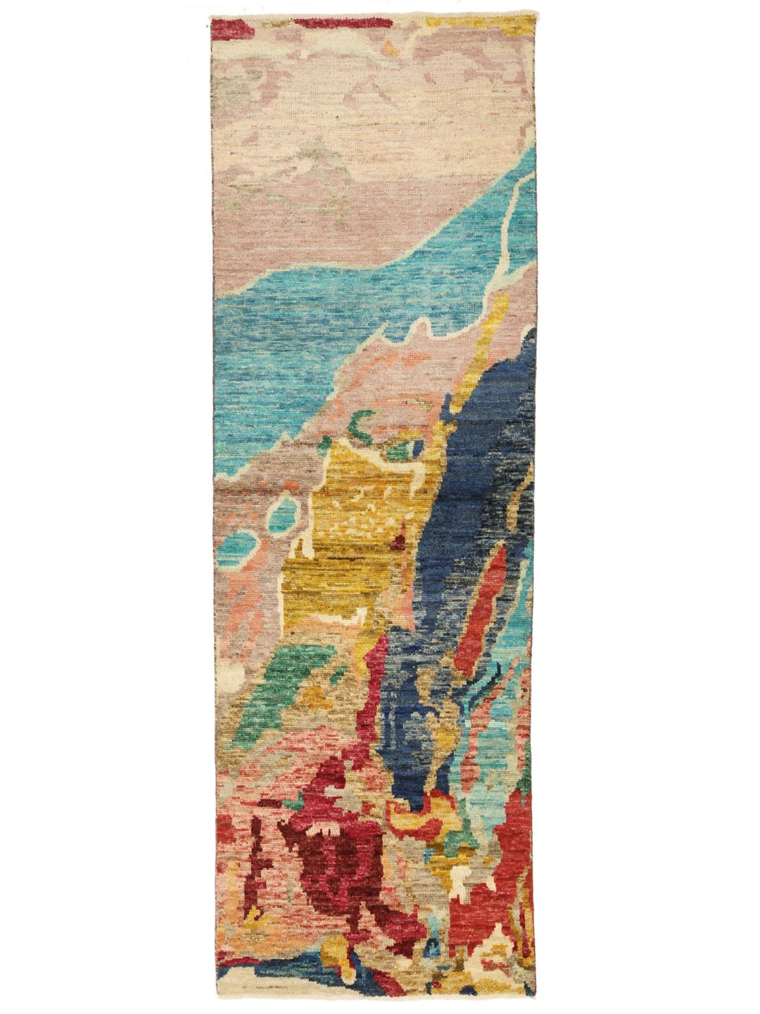 Handgeknoopte multicolor loper uit Afghanistan