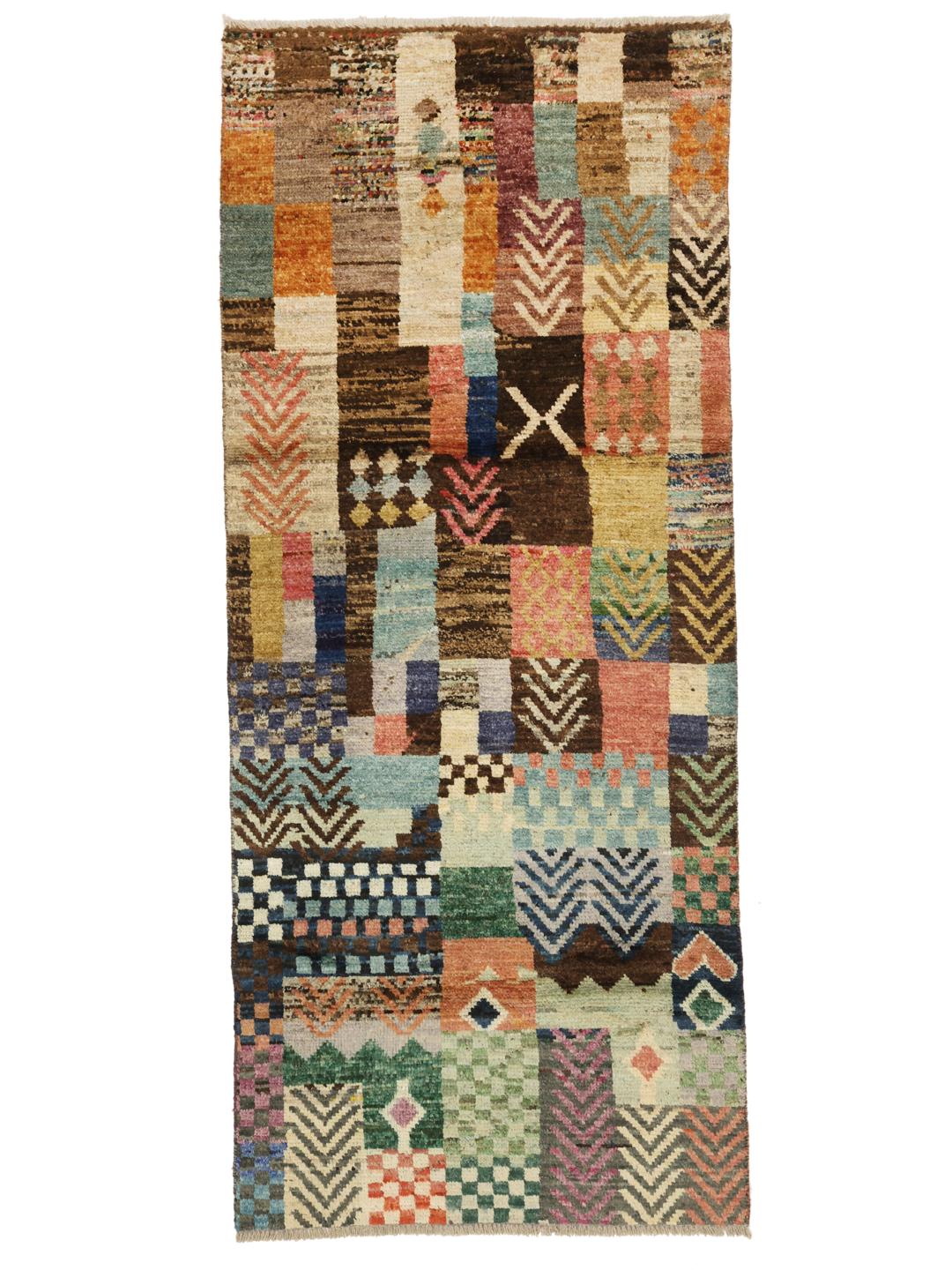 Handgemaakte Berber Colourful wollen loper uit het Midden-Oosten in veelkleurige tinten