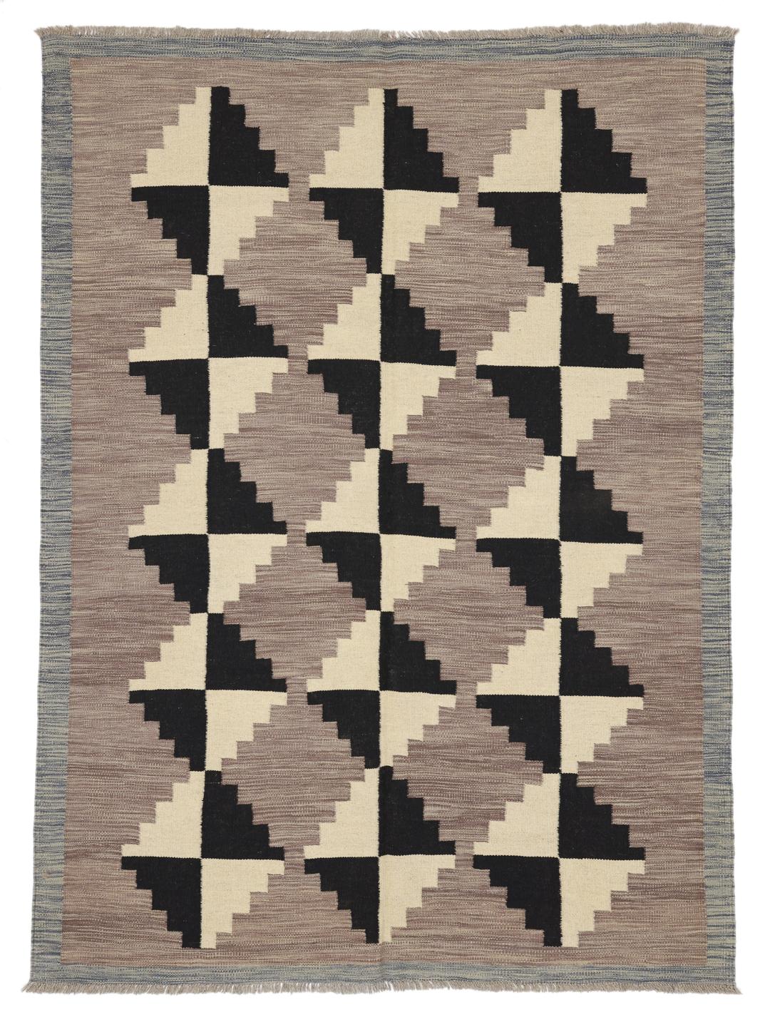 Afghan kelim rug in grey and black