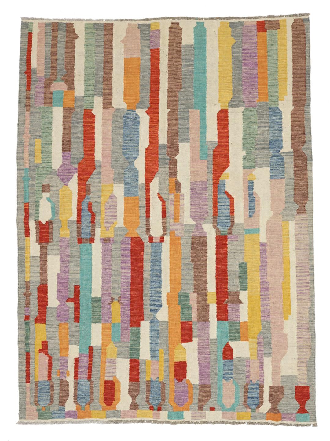 Covor multicolor afgan țesut manual
