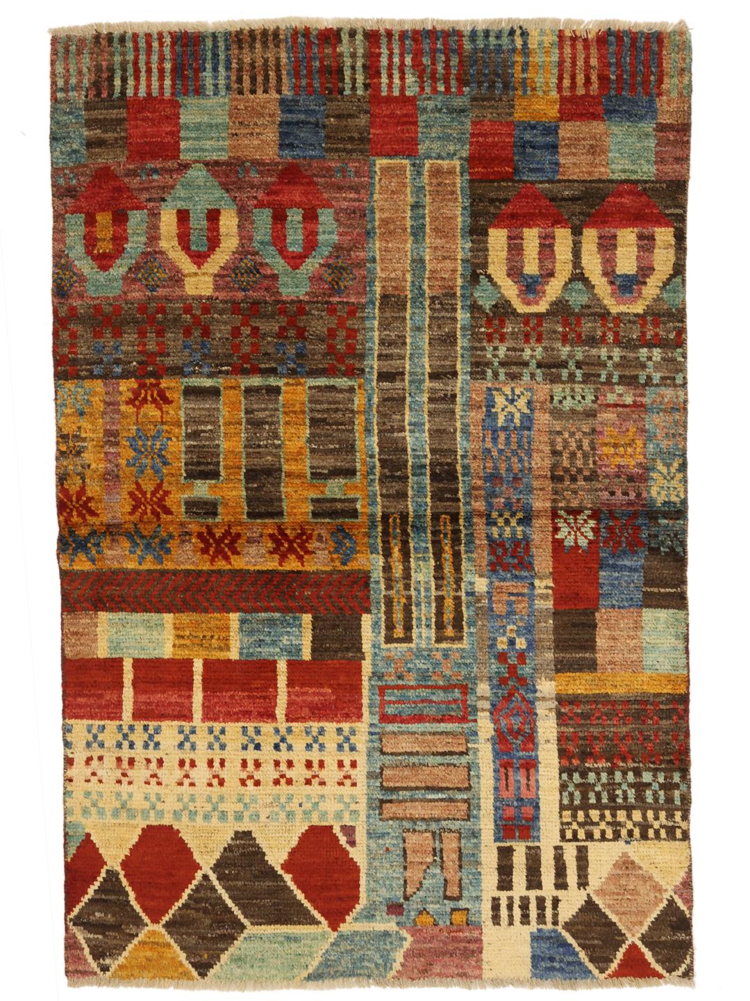 Handmade Afghan rug in multicolour