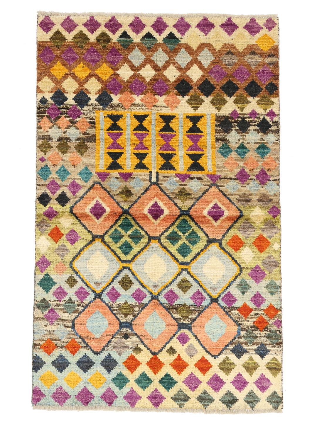 Handmade Afghan rug in multicolour
