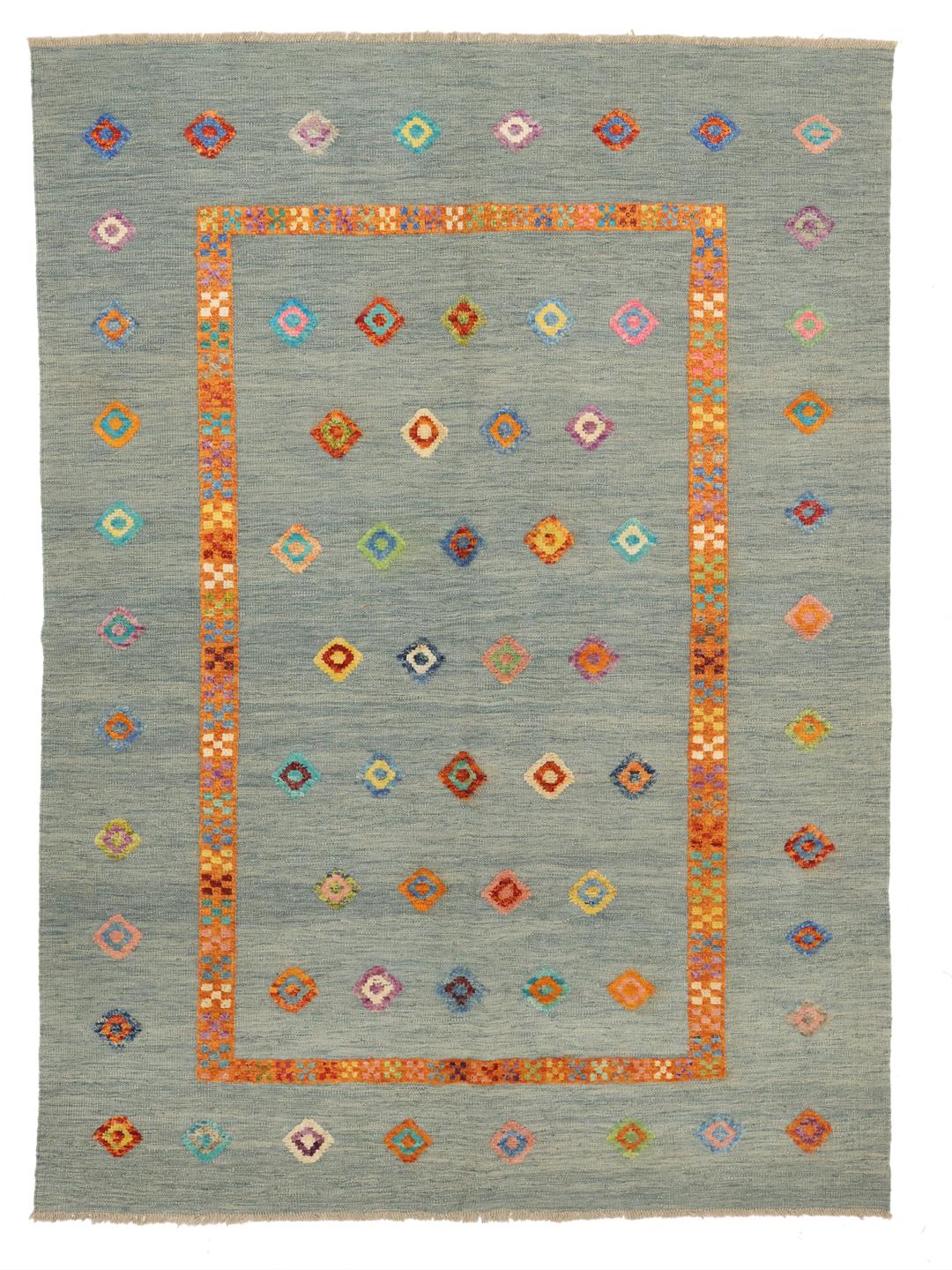Rug from Afghanistan in blue with diamond pattern