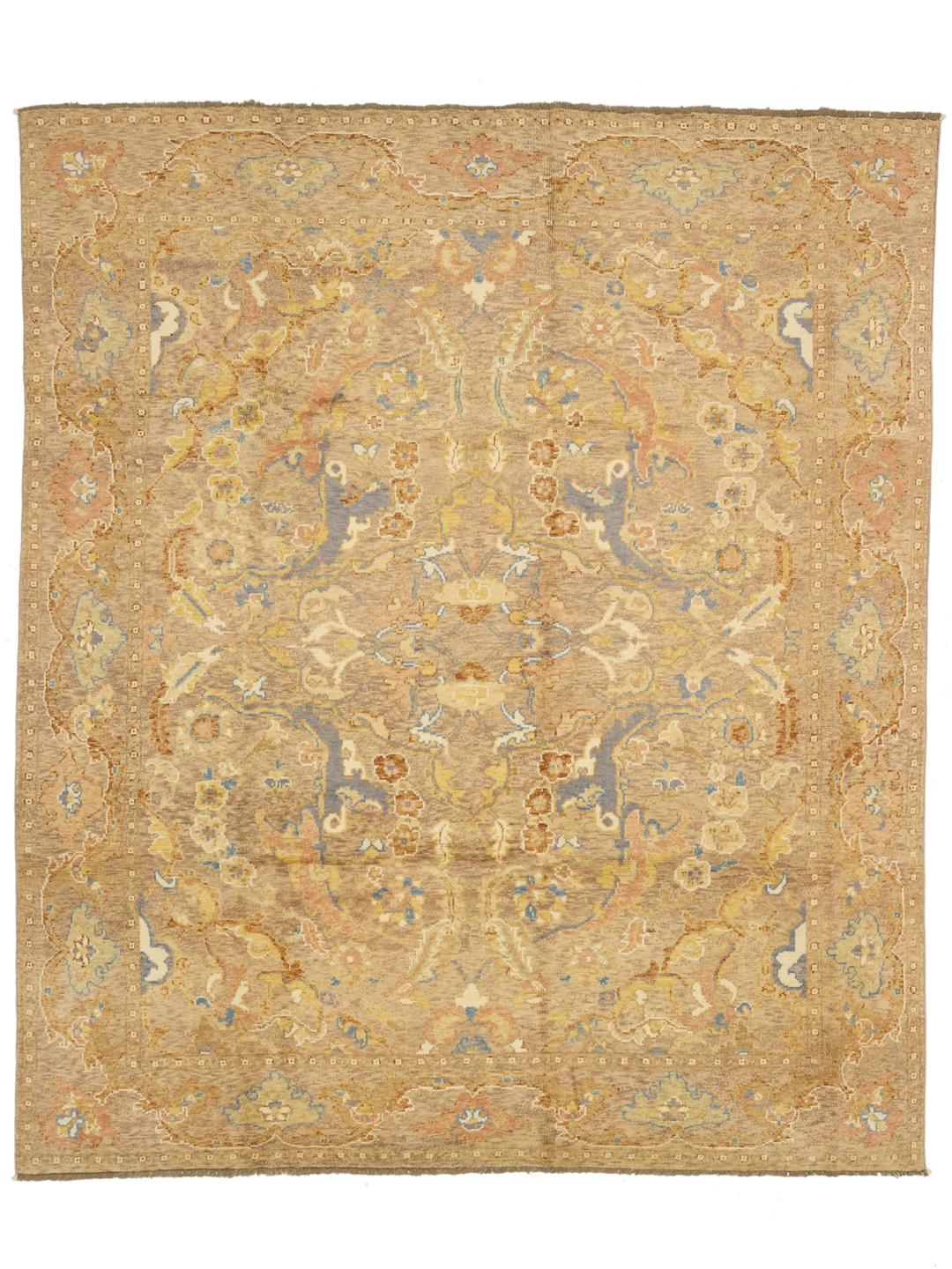Handgemaakt Afghaans tapijt in beige met bloemmotieven