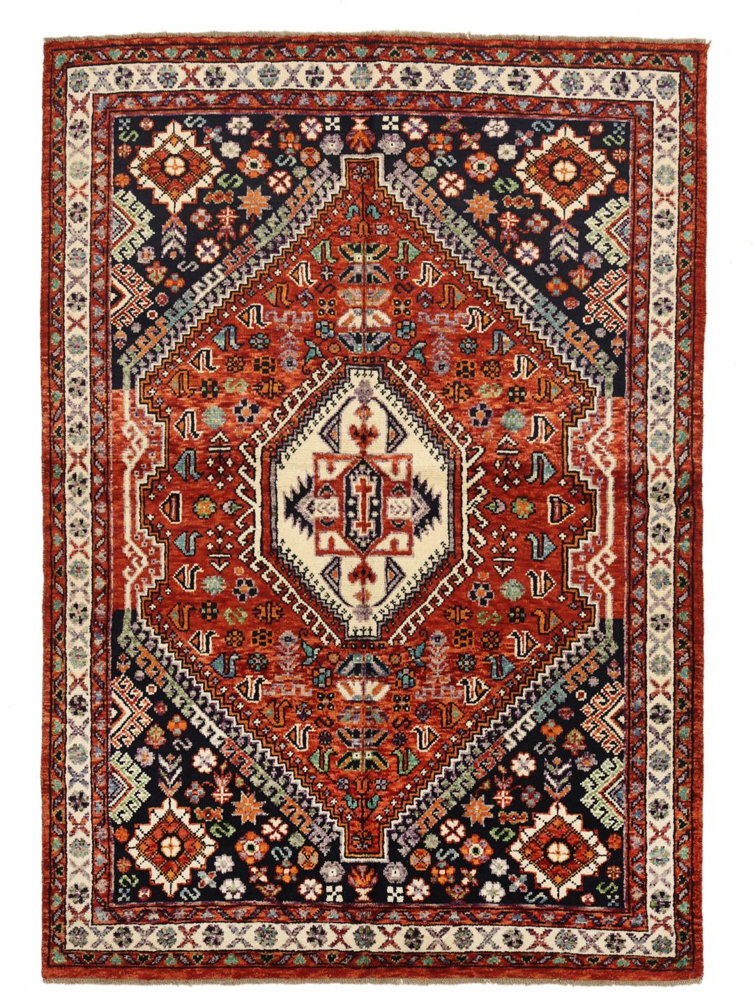 Afghan handmade wool rug in dark-red and dark-blue