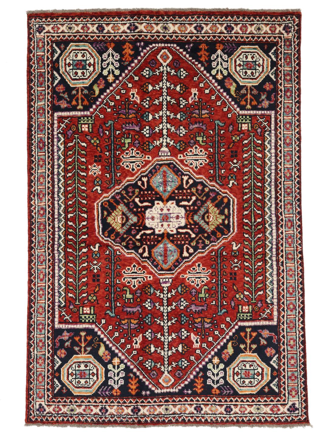 Kazak rug from Afghanistan in dark-red