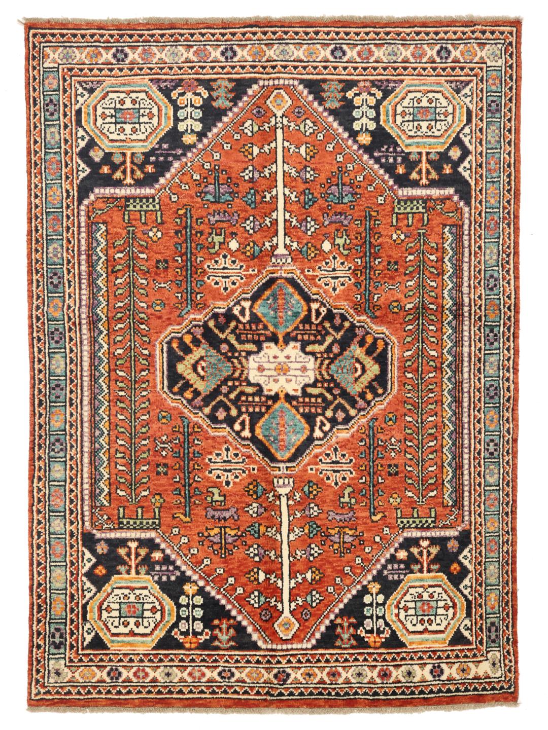 Handgeknüpfter afghanischer Kazak-Teppich mit rot-schwarzen geometrischen Mustern