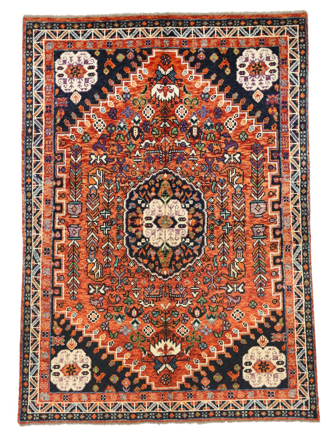 Hand-knotted Kazak rug from Afghanistan with vibrant multicolor geometric patterns