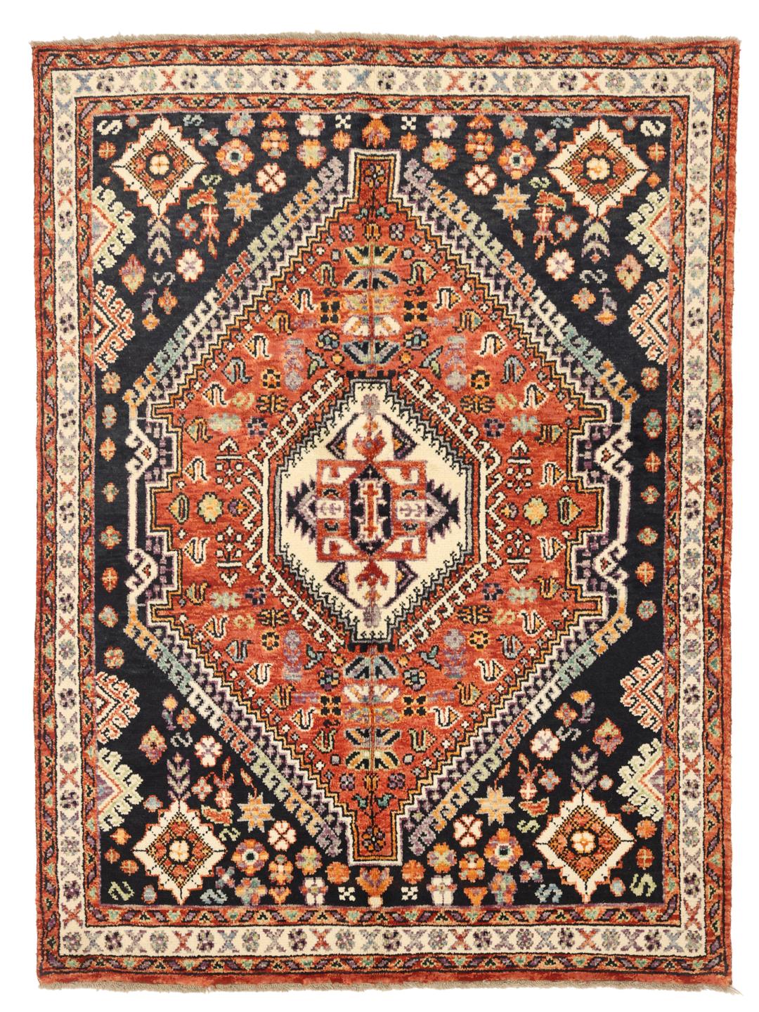 Hand-knotted Afghan Kazak rug in dark-red and black tones with geometric patterns